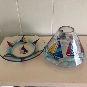 Yankee Candle Co. Sailboat Shade & Plate Set